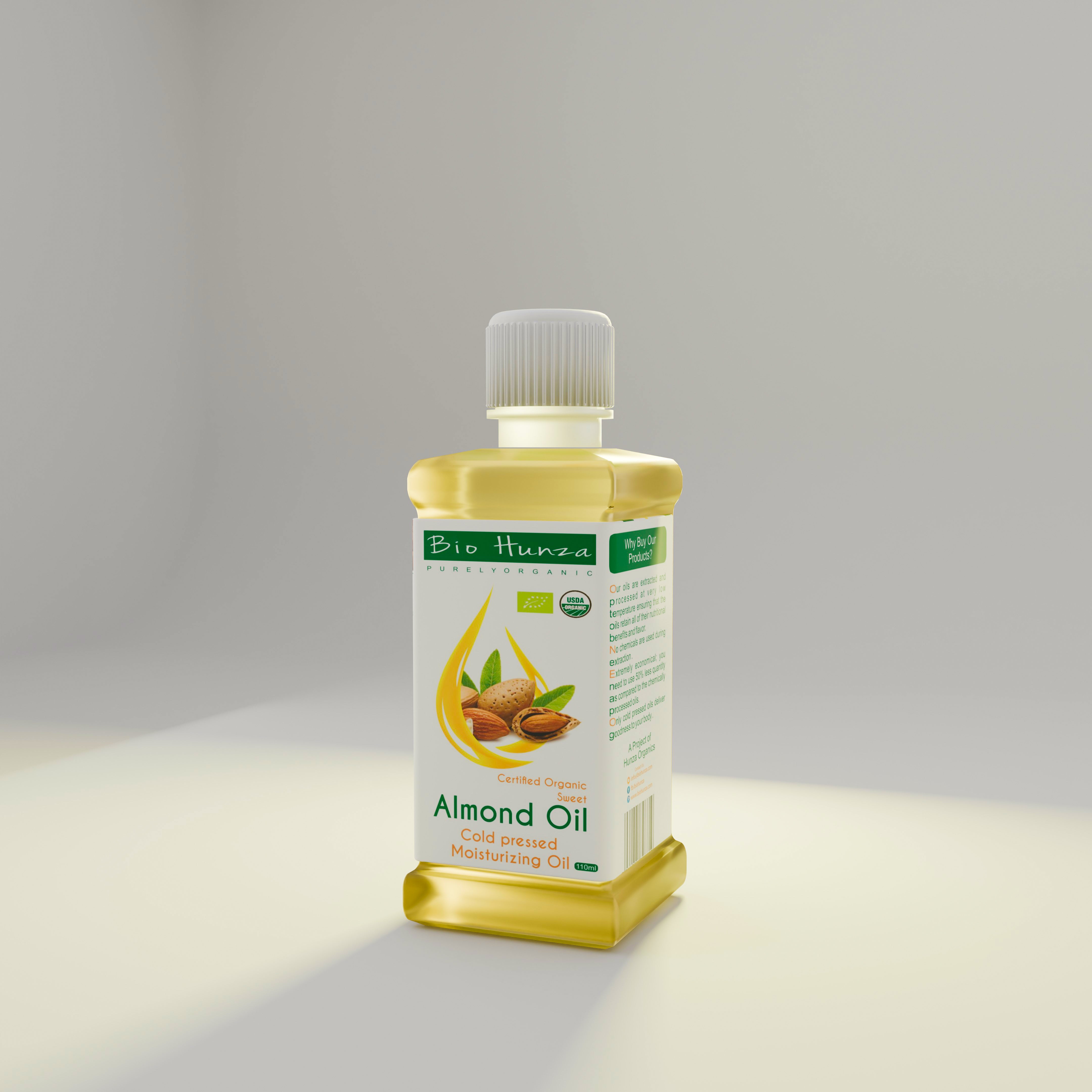 Cold-Pressed Almond Oil 110ml (Badam ka Tail | بادام کا تیل) – 100% Pure & Organic | Edible & Cosmetic Use | Biohunza