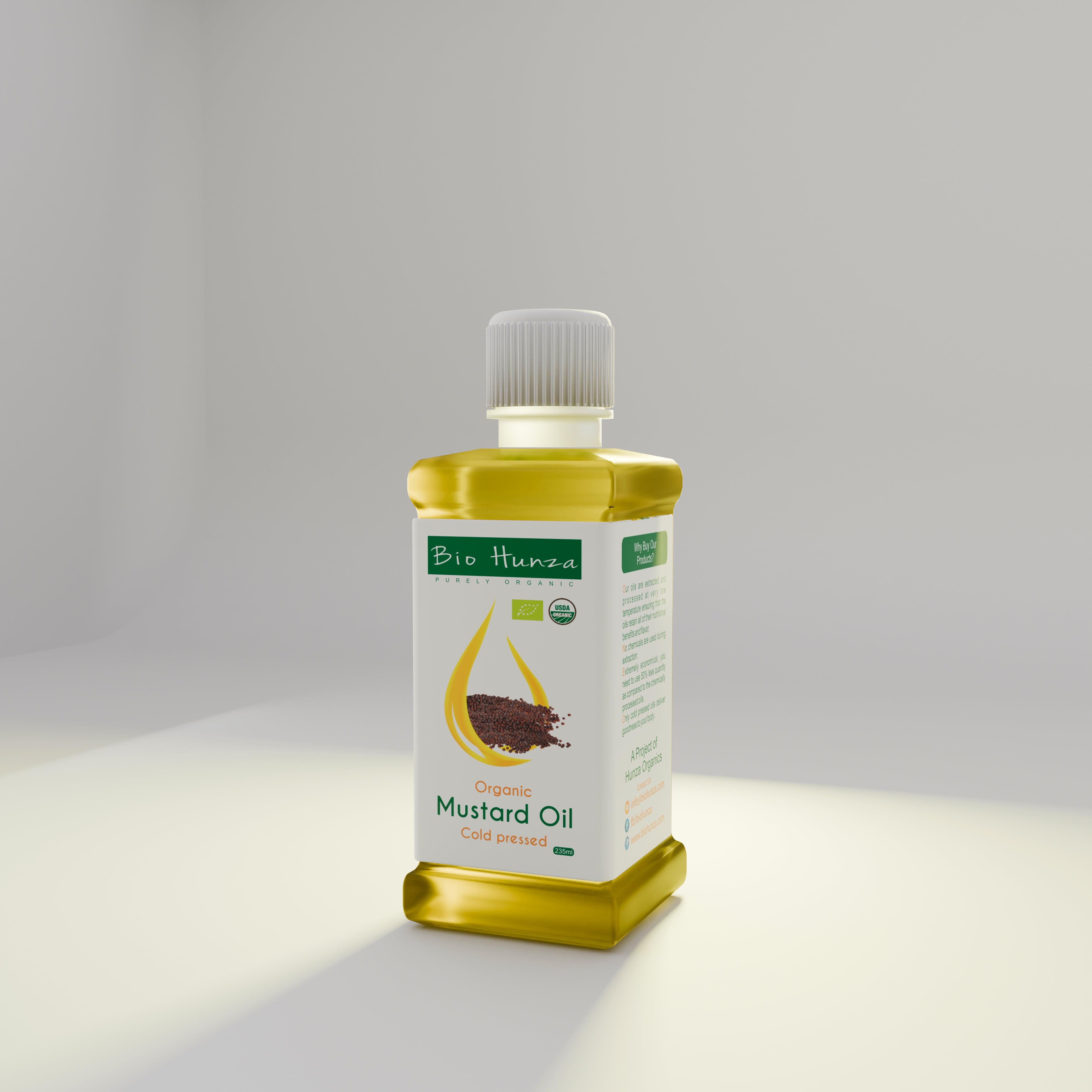 Cold-Pressed Mustard Oil 235ml (Sarson ka Tail | سرسوں کا تیل) – 100% Organic | Edible & Cosmetic Use | Biohunza