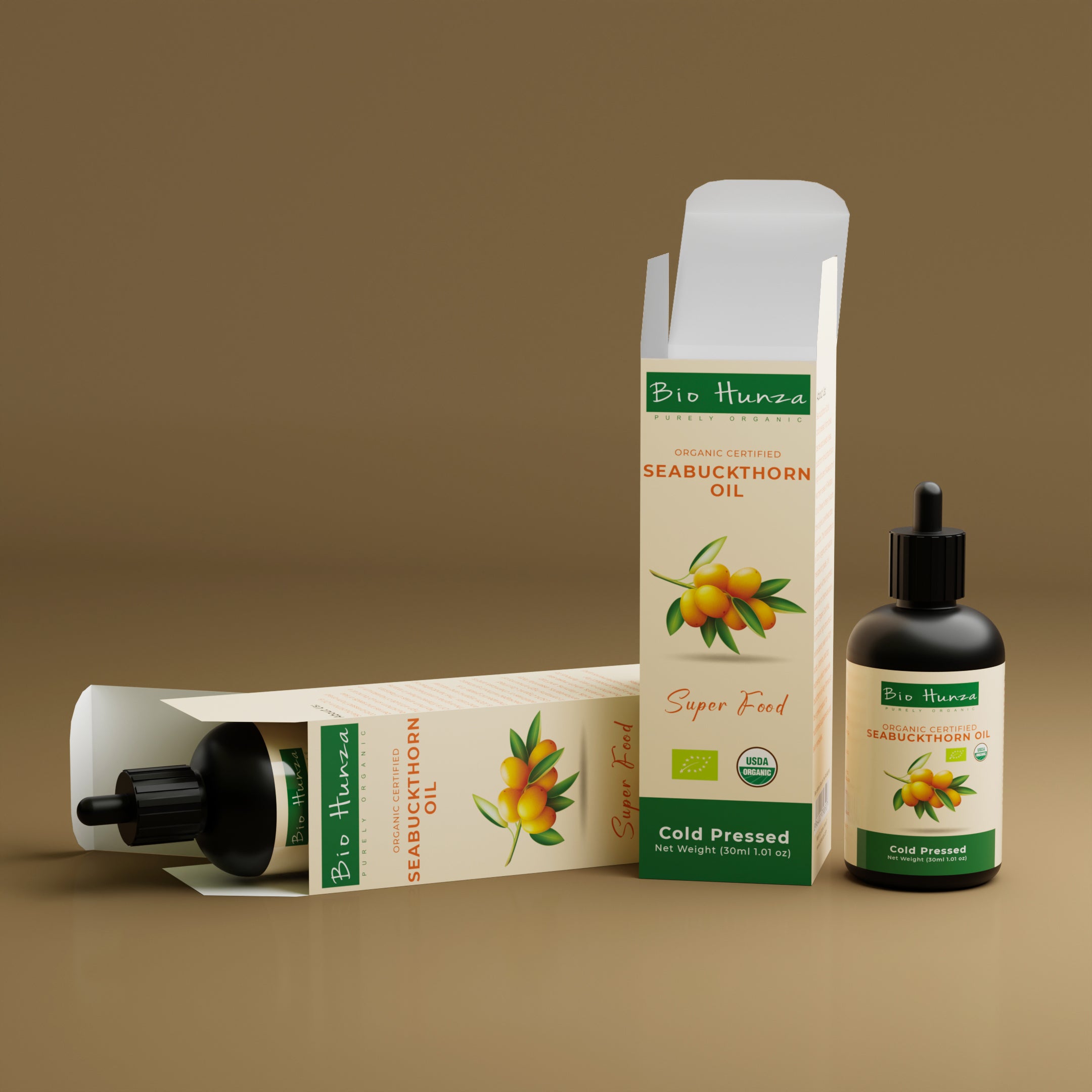 100% Pure Cold Pressed Sea Buckthorn Oil 30ml(جنگلی جھاڑی کا تیل) Edible | Organic | For Skin, Hair & Internal Use – Biohunza