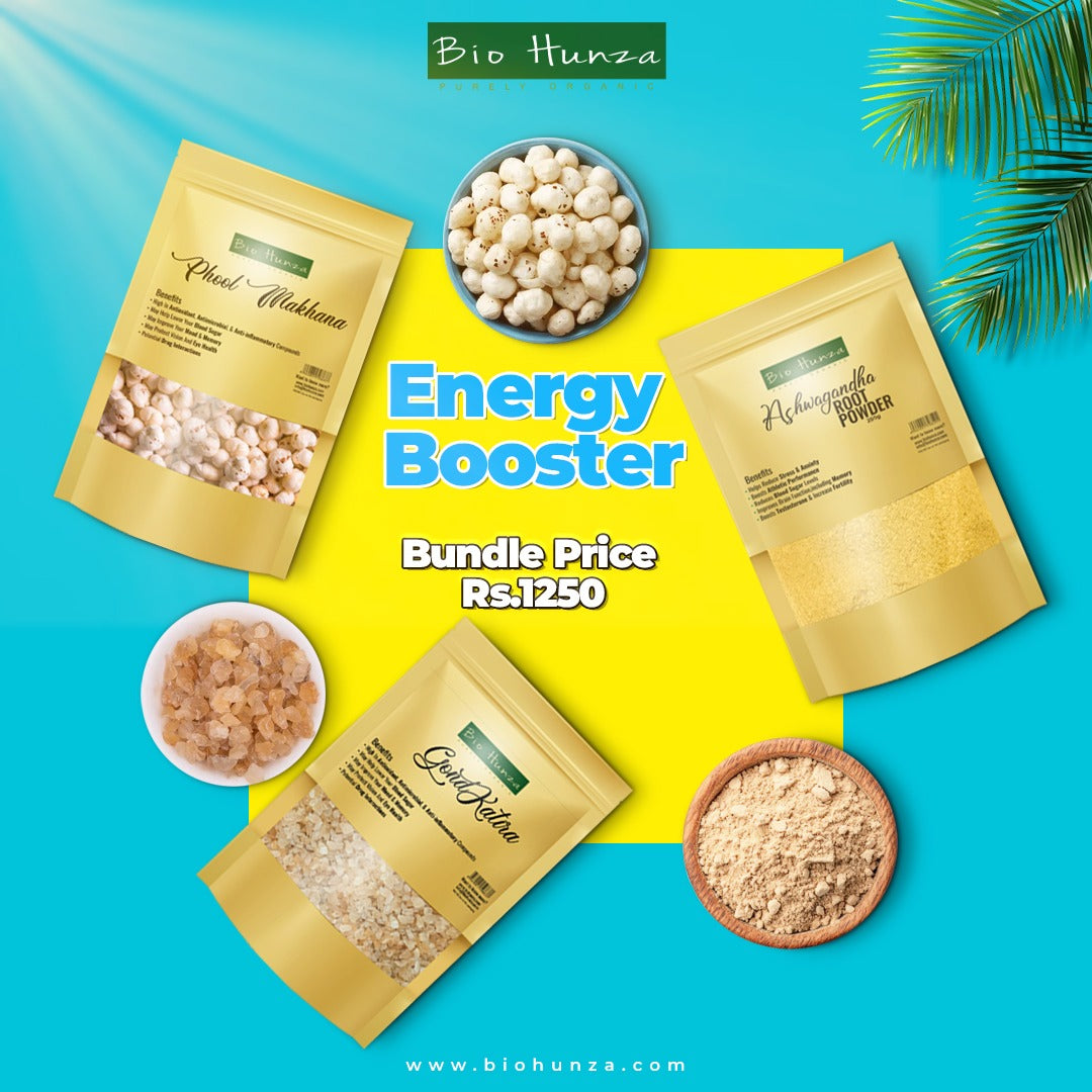 Energy Booster Bundle – Goond Katira, Phool Makhana & Ashwagandha | Natural Superfoods for Strength & Stamina – BioHunza