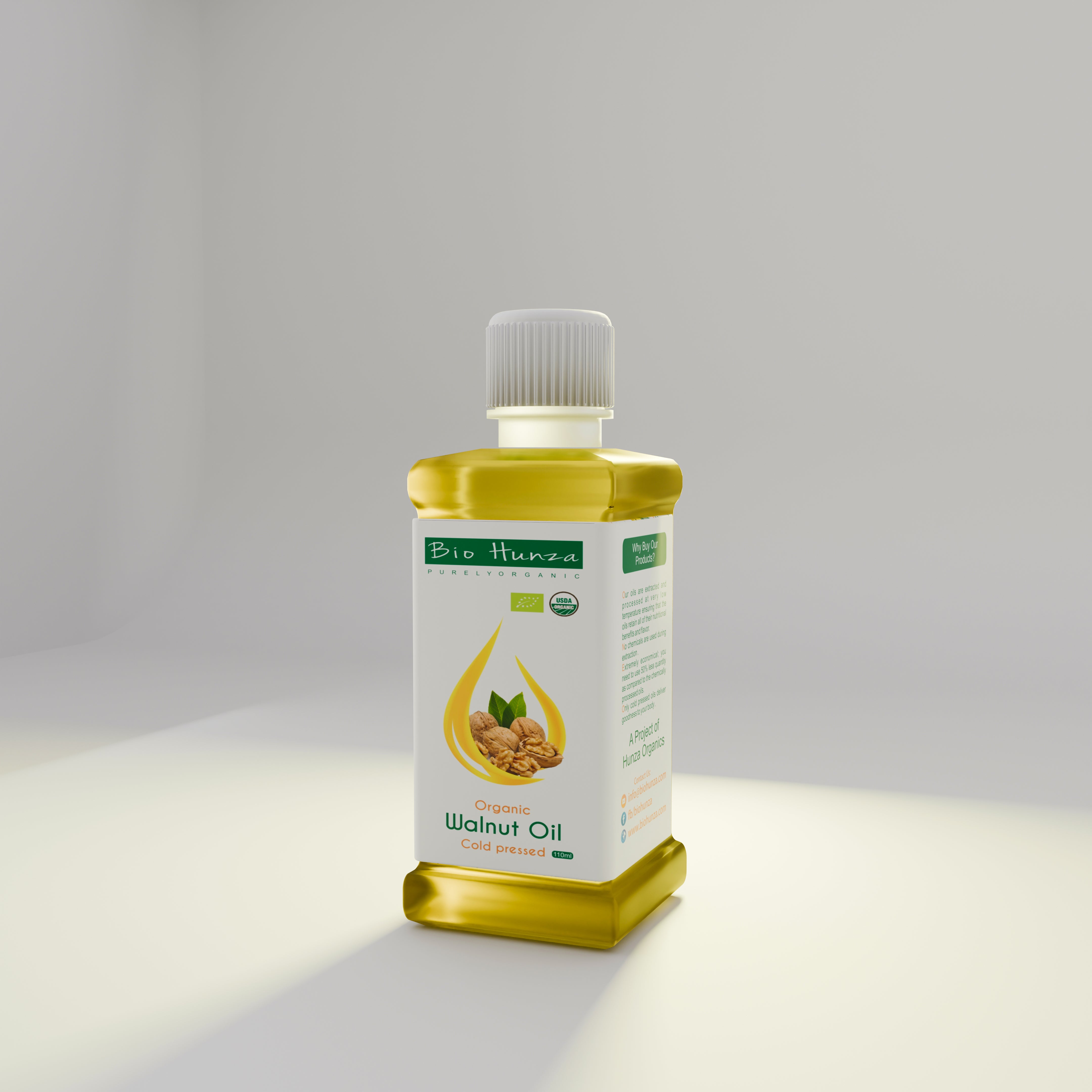Cold-Pressed Walnut Oil 110ml(Akhrot ka Tail | اخروٹ کا تیل) – 100% Pure & Organic | Edible & Cosmetic Use | Biohunza